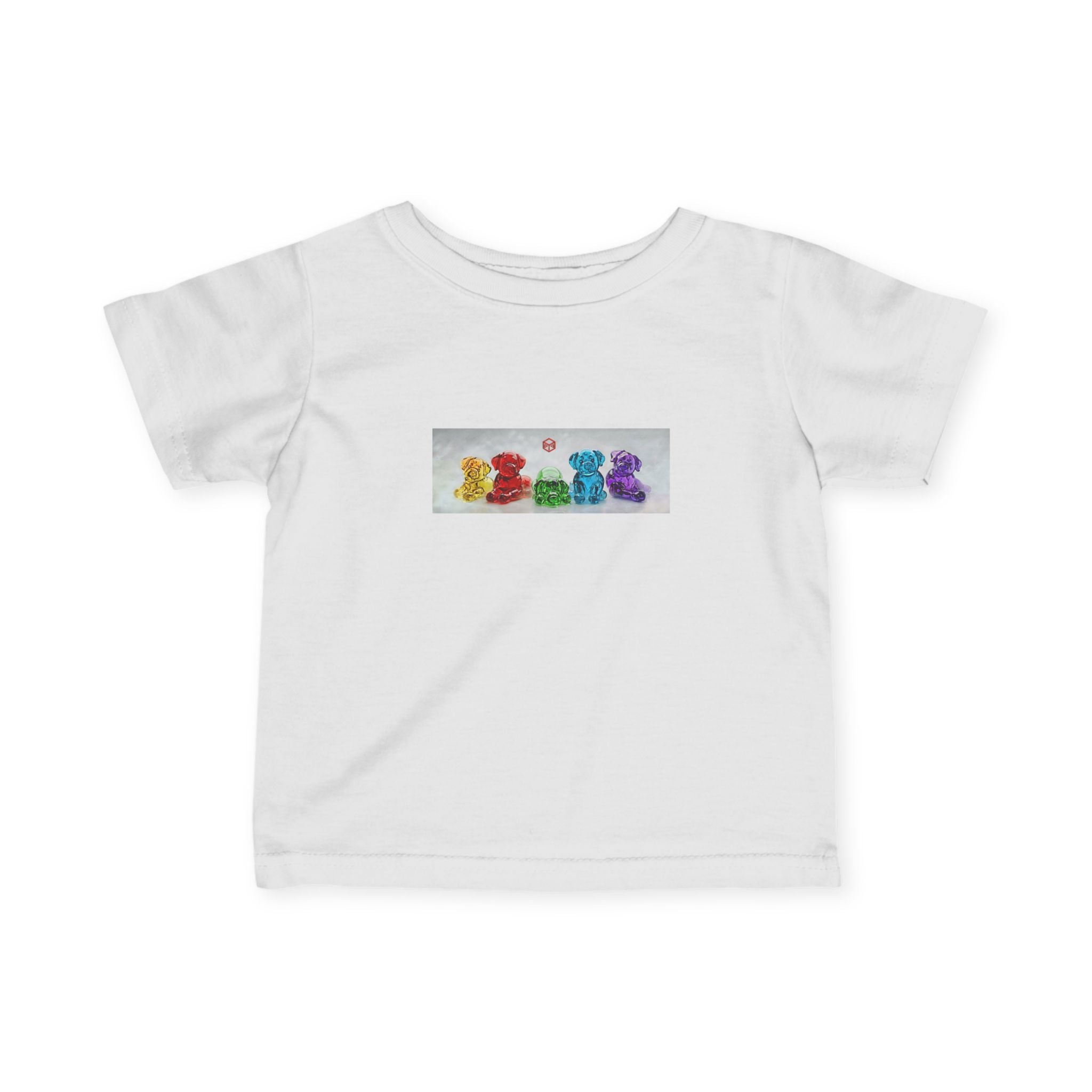 Infant T‑Shirt with Rainbow Gummy Bears Graphic — Cute Baby Tee for Baby Shower & Birthday